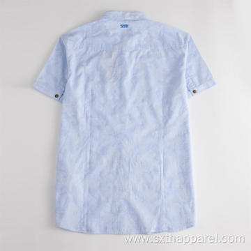 Anti-static Men's Print Short Sleeve Cotton Shirt